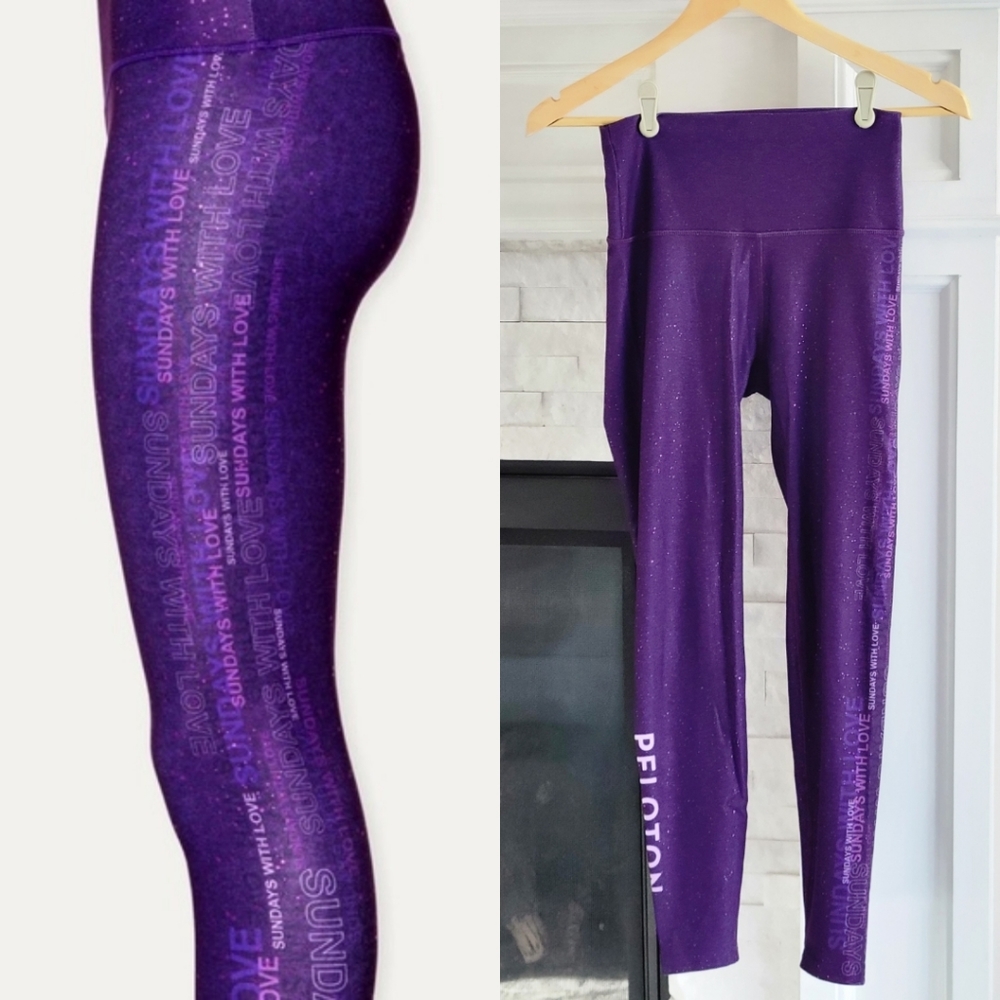 WITH x Peloton Sundays With Love High Waist Leggings Yoga Pants Purple Small